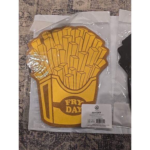 Fryday French Fries Cork Bulletin Board 10" W/Mounting Strips U BRANDS SET OF 2 - Picture 3 of 3